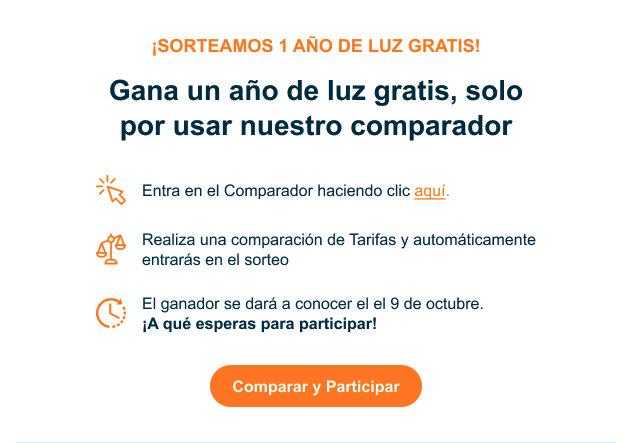 "Promoción de Tarífalo: Sorteo de un año gratis de luz al contratar tarifas seleccionadas. Consulta condiciones y participa para ahorrar en tu factura de electricidad.